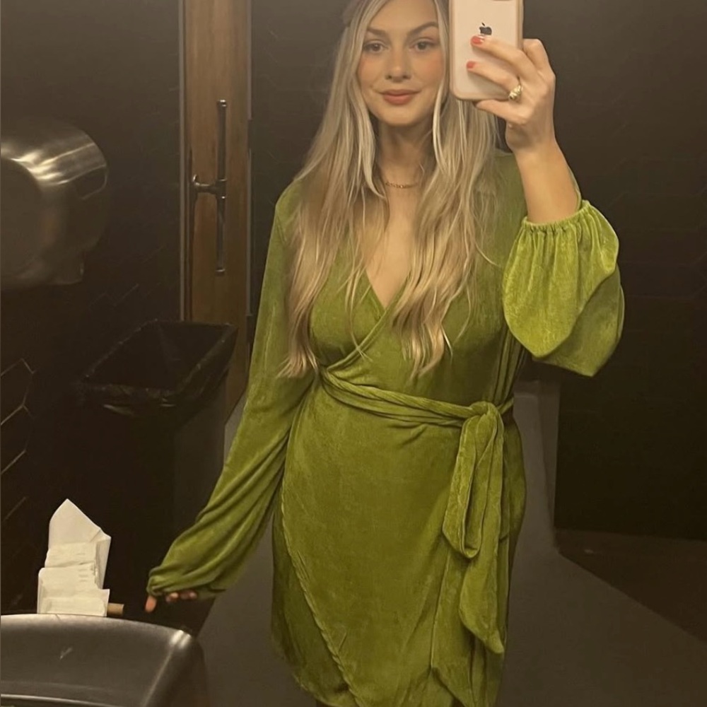 Elegant Green Wrap Dress